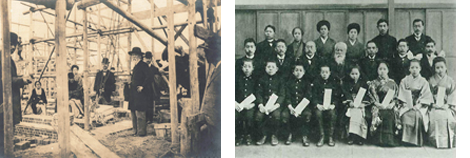 〔照片〕左:日陶、基石配置 〔照片〕右:森村学園第1回毕业生